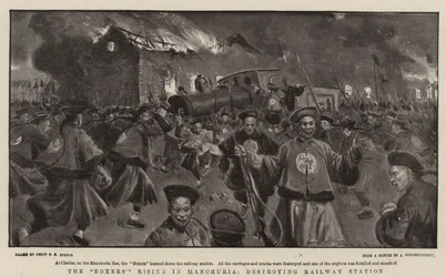 La révolte des boxeurs en Mandchourie, destruction de la gare